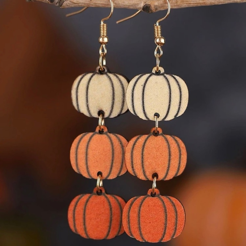 Triple Pumpkin Charm Earrings